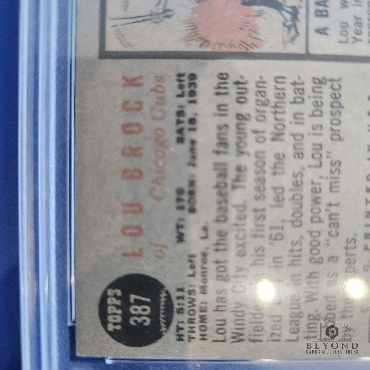 1962 Topps Lou Brock Rookie, PSA 7