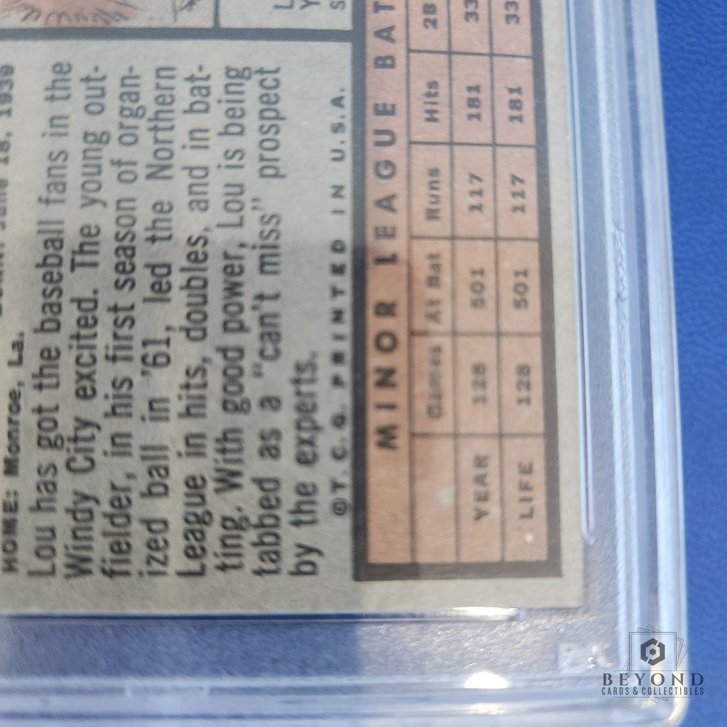 1962 Topps Lou Brock Rookie, PSA 7