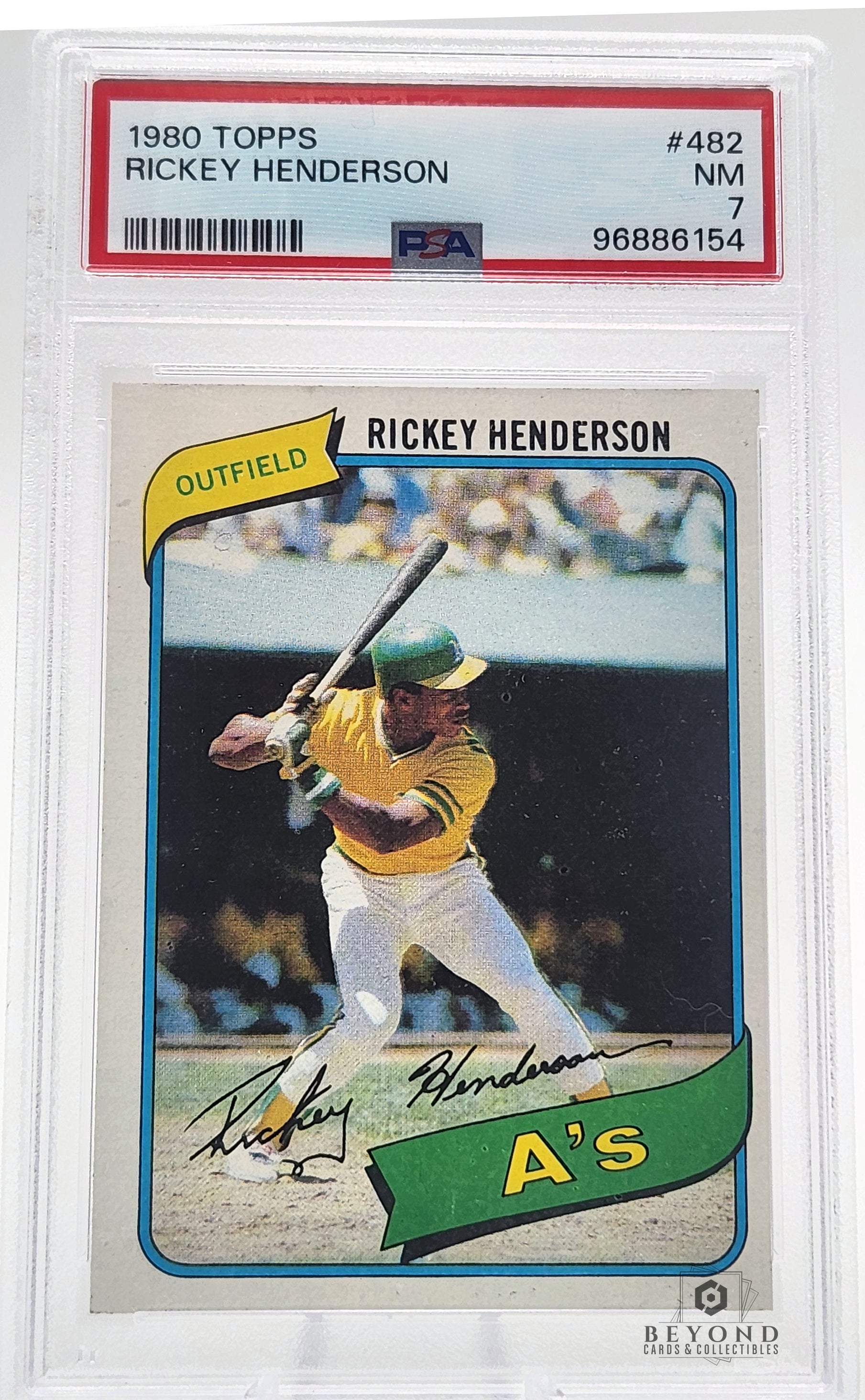 Rickey Henderson 1980 Topps #482 Rookie, PSA 7